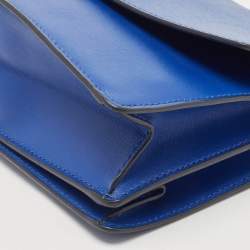 Pre Owned Tory Burch Blue Leather Robinson Convertible Shoulder Bag