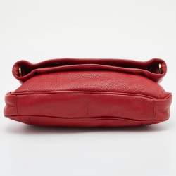 Pre Owned Tory Burch Red Leather Amanda Fold Over Shoulder Bag