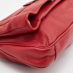 Pre Owned Tory Burch Red Leather Amanda Fold Over Shoulder Bag