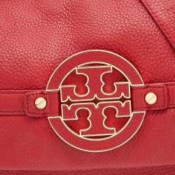 Pre Owned Tory Burch Red Leather Amanda Fold Over Shoulder Bag
