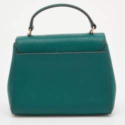 Pre Owned Tory Burch Green Leather Robinson Small Top Handle Bag