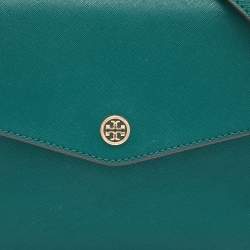Pre Owned Tory Burch Green Leather Robinson Small Top Handle Bag
