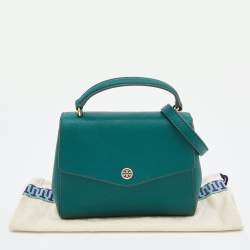 Pre Owned Tory Burch Green Leather Robinson Small Top Handle Bag