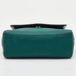 Pre Owned Tory Burch Green Leather Robinson Small Top Handle Bag