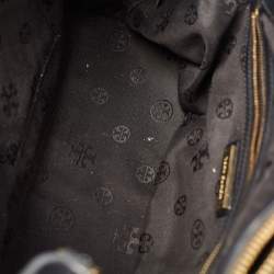 Pre Owned Tory Burch Black/Burgundy Saffiano Leather Robinson Double Zip Tote