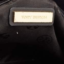 Pre Owned Tory Burch Black/Burgundy Saffiano Leather Robinson Double Zip Tote