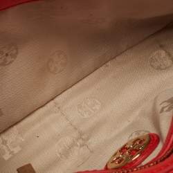 Pre Owned Tory Burch Orange Patent and Leather Mini Robinson Crossbody Bag