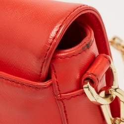 Pre Owned Tory Burch Orange Patent and Leather Mini Robinson Crossbody Bag
