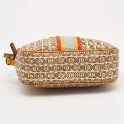 Pre Owned Tory Burch Yellow/Beige Coated Canvas Crossbody Bag