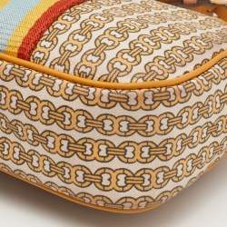 Pre Owned Tory Burch Yellow/Beige Coated Canvas Crossbody Bag