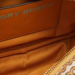 Pre Owned Tory Burch Yellow/Beige Coated Canvas Crossbody Bag