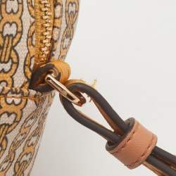 Pre Owned Tory Burch Yellow/Beige Coated Canvas Crossbody Bag