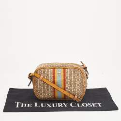 Pre Owned Tory Burch Yellow/Beige Coated Canvas Crossbody Bag