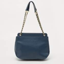 Pre Owned Tory Burch Navy Blue Quilted Leather Bryant Shoulder Bag