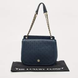 Pre Owned Tory Burch Navy Blue Quilted Leather Bryant Shoulder Bag