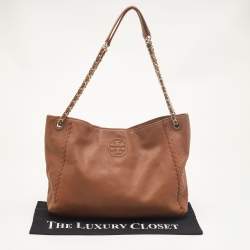 Pre Owned Tory Burch Brown Leather Marion Tote