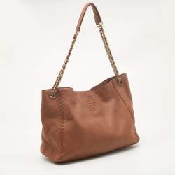 Pre Owned Tory Burch Brown Leather Marion Tote