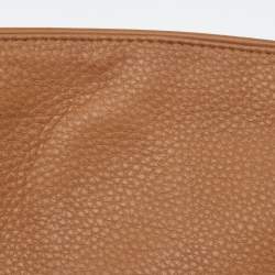 Pre Owned Tory Burch Tan Leather Amanda Logo Crossbody Bag