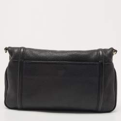 Pre Owned Tory Burch Black Leather Amanda Foldover Crossbody Bag