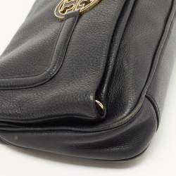 Pre Owned Tory Burch Black Leather Amanda Foldover Crossbody Bag