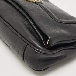 Pre Owned Tory Burch Black Leather Amanda Foldover Crossbody Bag