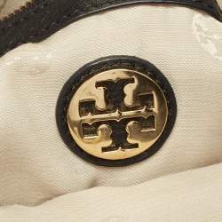 Pre Owned Tory Burch Black Leather Amanda Foldover Crossbody Bag