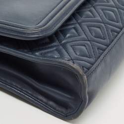 Pre Owned Tory Burch Navy Blue Leather Small Fleming Shoulder Bag