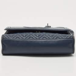 Pre Owned Tory Burch Navy Blue Leather Small Fleming Shoulder Bag