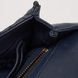 Pre Owned Tory Burch Navy Blue Leather Small Fleming Shoulder Bag