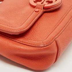 Pre Owned Tory Burch Orange Leather Amanda Crossbody Bag