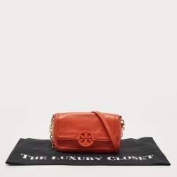 Pre Owned Tory Burch Orange Leather Amanda Crossbody Bag
