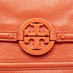 Pre Owned Tory Burch Orange Leather Amanda Crossbody Bag