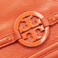 Pre Owned Tory Burch Orange Leather Amanda Crossbody Bag