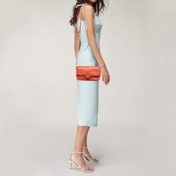 Pre Owned Tory Burch Orange Leather Amanda Crossbody Bag