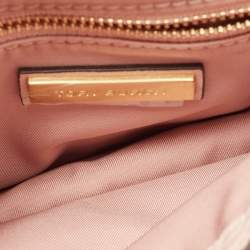 Pre Owned Tory Burch Pink Croc Embossed Leather Mini Juliette Top Handle Bag
