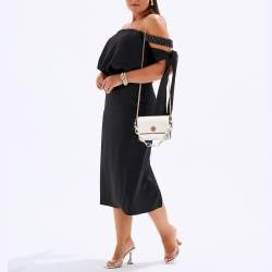 Pre Owned Tory Burch Off White Leather Mini Kira Shoulder Bag