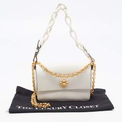 Pre Owned Tory Burch Off White Leather Mini Kira Shoulder Bag