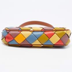 Pre Owned Tory Burch Multicolor Woven Leather 151 Mercer Crescent Shoulder Bag