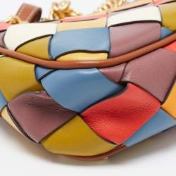 Pre Owned Tory Burch Multicolor Woven Leather 151 Mercer Crescent Shoulder Bag