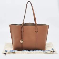 Pre Owned Tory Burch Brown Leather Triple Compartment Perry Tote