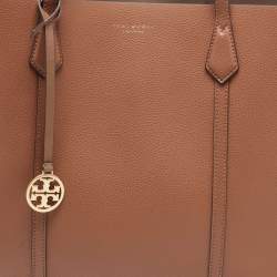 Pre Owned Tory Burch Brown Leather Triple Compartment Perry Tote