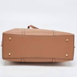 Pre Owned Tory Burch Brown Leather Triple Compartment Perry Tote