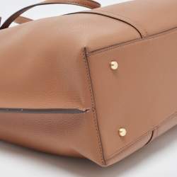 Pre Owned Tory Burch Brown Leather Triple Compartment Perry Tote