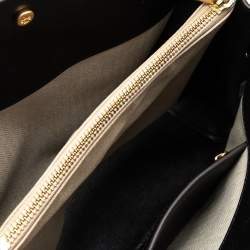 Pre Owned Tory Burch Black Croc Embossed Leather and Suede Small Lee Radziwill Double Bag