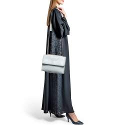 Pre Owned Tory Burch Pale Blue Leather Fleming Shoulder Bag