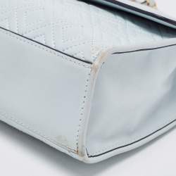 Pre Owned Tory Burch Pale Blue Leather Fleming Shoulder Bag