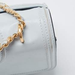 Pre Owned Tory Burch Pale Blue Leather Fleming Shoulder Bag