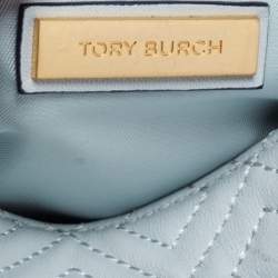 Pre Owned Tory Burch Pale Blue Leather Fleming Shoulder Bag