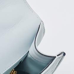 Pre Owned Tory Burch Pale Blue Leather Fleming Shoulder Bag