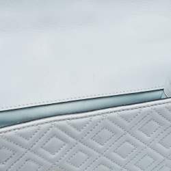 Pre Owned Tory Burch Pale Blue Leather Fleming Shoulder Bag